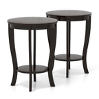2 tables d'appoint rondes à 2 niveaux 18 pouces compactes pour canapé ou chevet - Voir détails