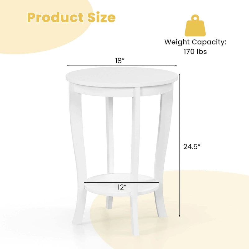 2 tables d'appoint rondes à 2 niveaux 18 pouces compactes pour canapé ou chevet - Voir détails
