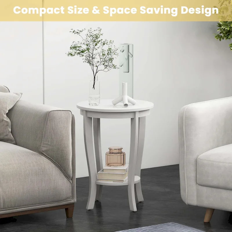 2 tables d'appoint rondes à 2 niveaux 18 pouces compactes pour canapé ou chevet - Voir détails