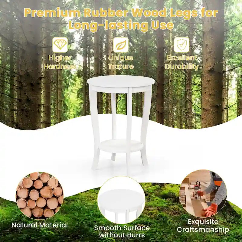 2 tables d'appoint rondes à 2 niveaux 18 pouces compactes pour canapé ou chevet - Voir détails