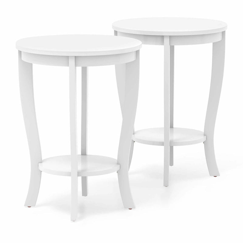 2 tables d'appoint rondes à 2 niveaux 18 pouces compactes pour canapé ou chevet - Voir détails