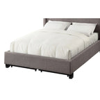 Lit King Size Bas, Lin Capitonnage, Rangement Large, Gris