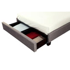 Lit King Size Bas, Lin Capitonnage, Rangement Large, Gris