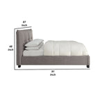 Lit King Size Bas, Lin Capitonnage, Rangement Large, Gris