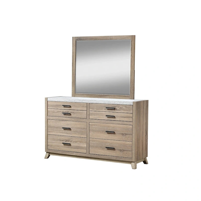 Ensemble de chambre à coucher 6 pièces en panneau marron clair