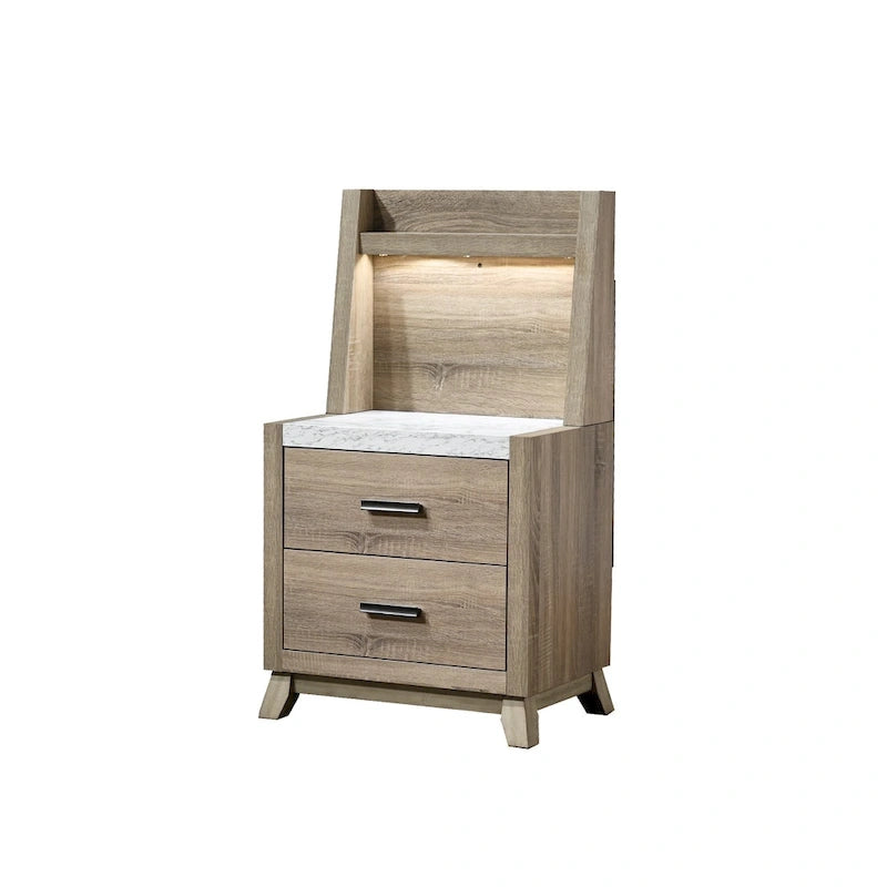 Ensemble de chambre à coucher 6 pièces en panneau marron clair