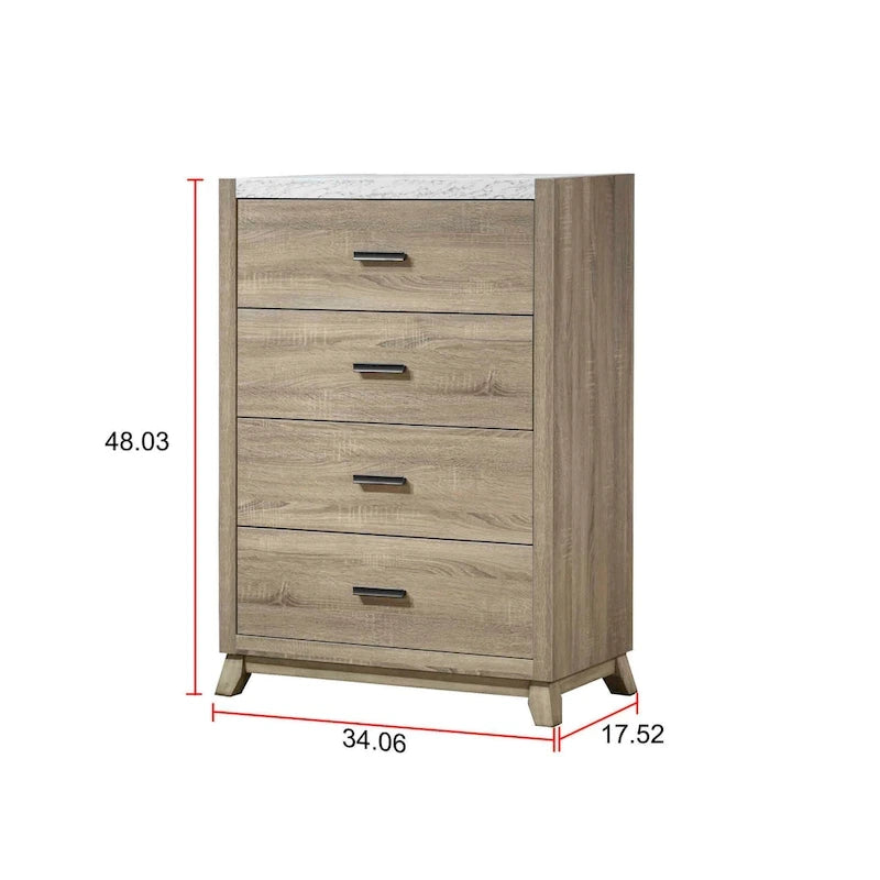 Ensemble de chambre à coucher 6 pièces en panneau marron clair