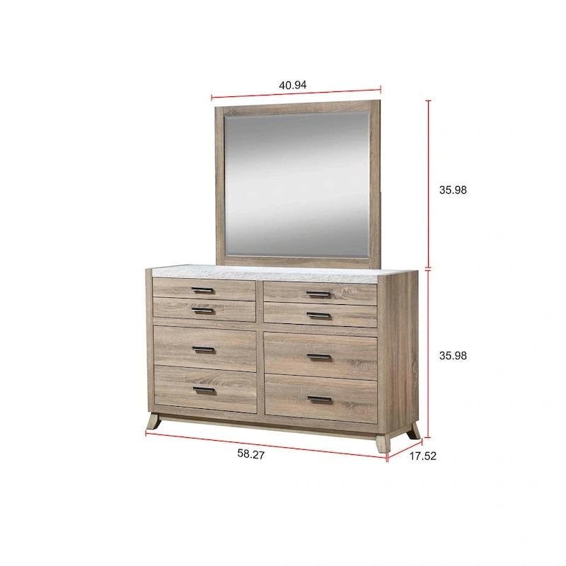 Chambre à coucher 4 pièces avec panneaux marron clair
