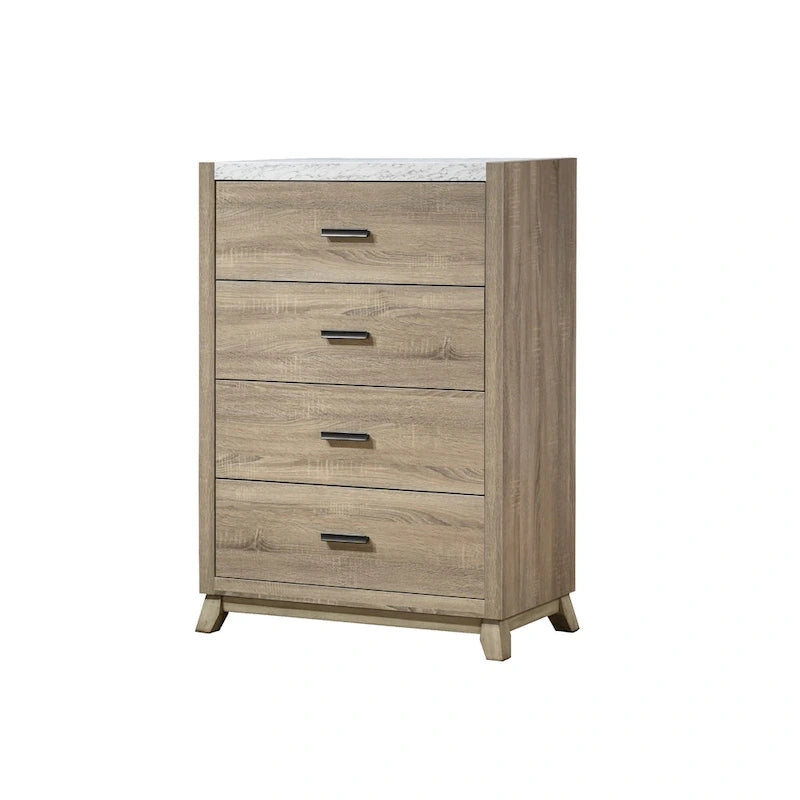 Chambre à coucher 4 pièces avec panneaux marron clair