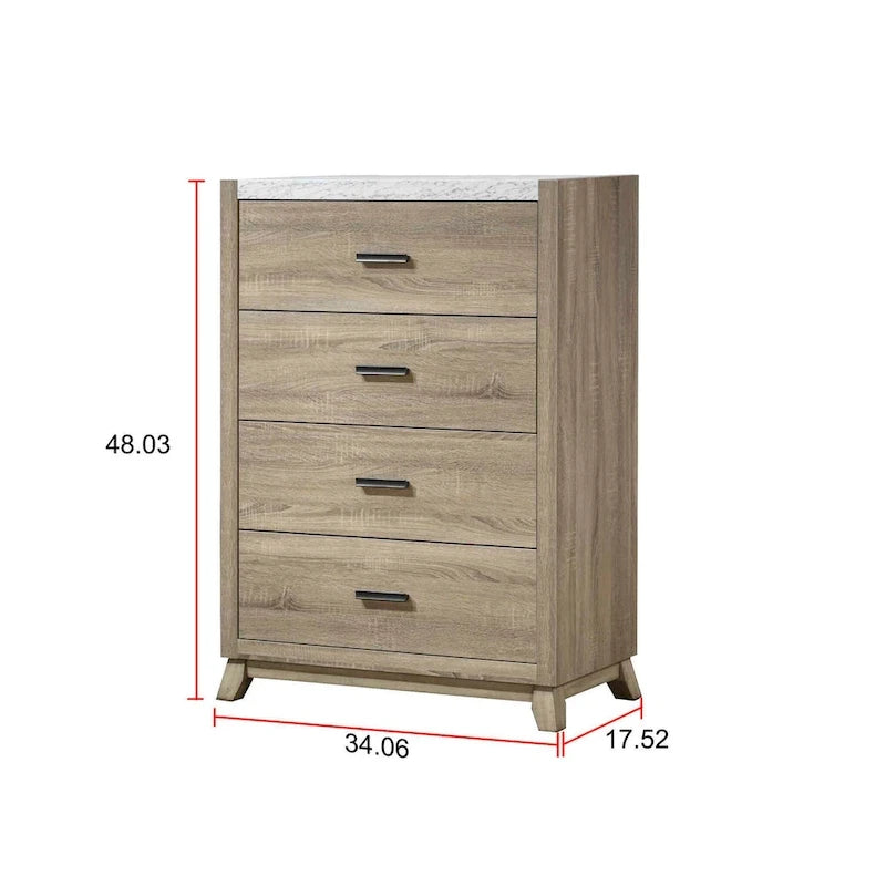 Chambre à coucher 4 pièces avec panneaux marron clair