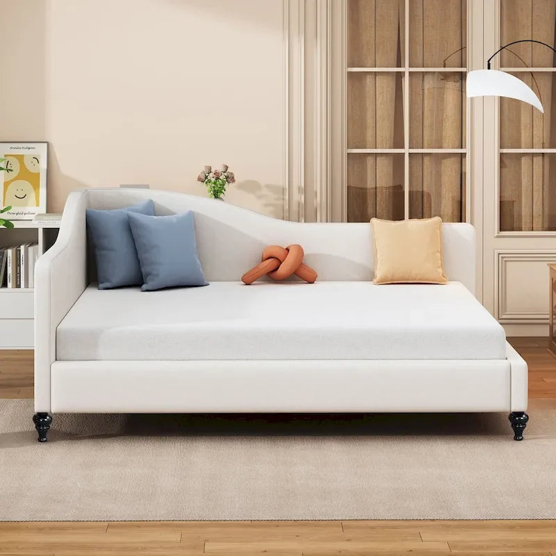 Lit de repos d'angle en lin grande taille