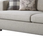 Canapé en tissu beige et coussins décoratifs avec pieds marron - 92