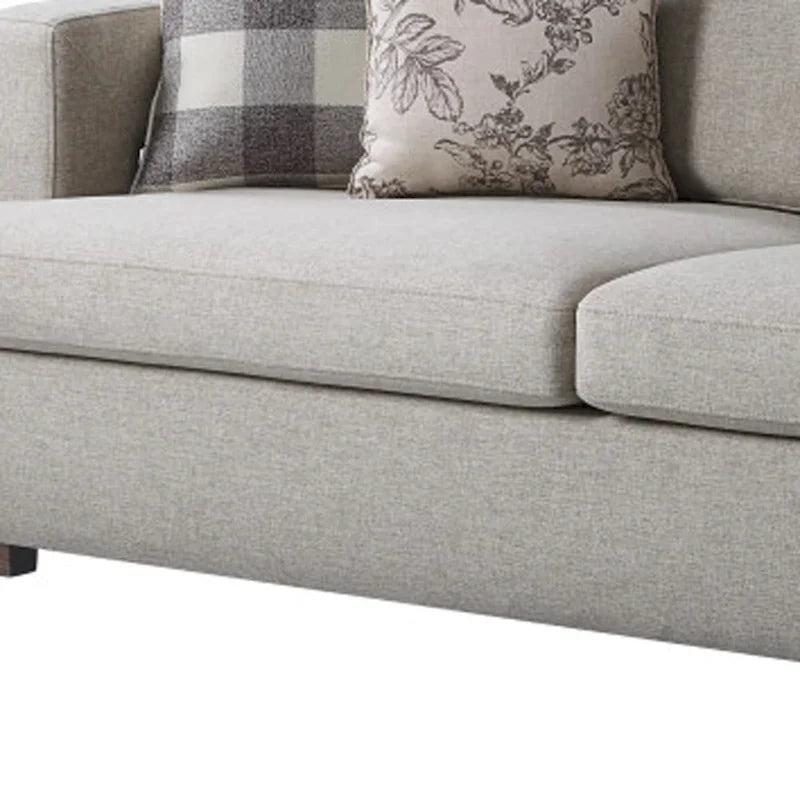 Canapé en tissu beige et coussins décoratifs avec pieds marron - 92