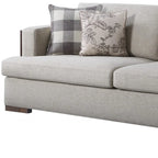 Canapé en tissu beige et coussins décoratifs avec pieds marron - 92