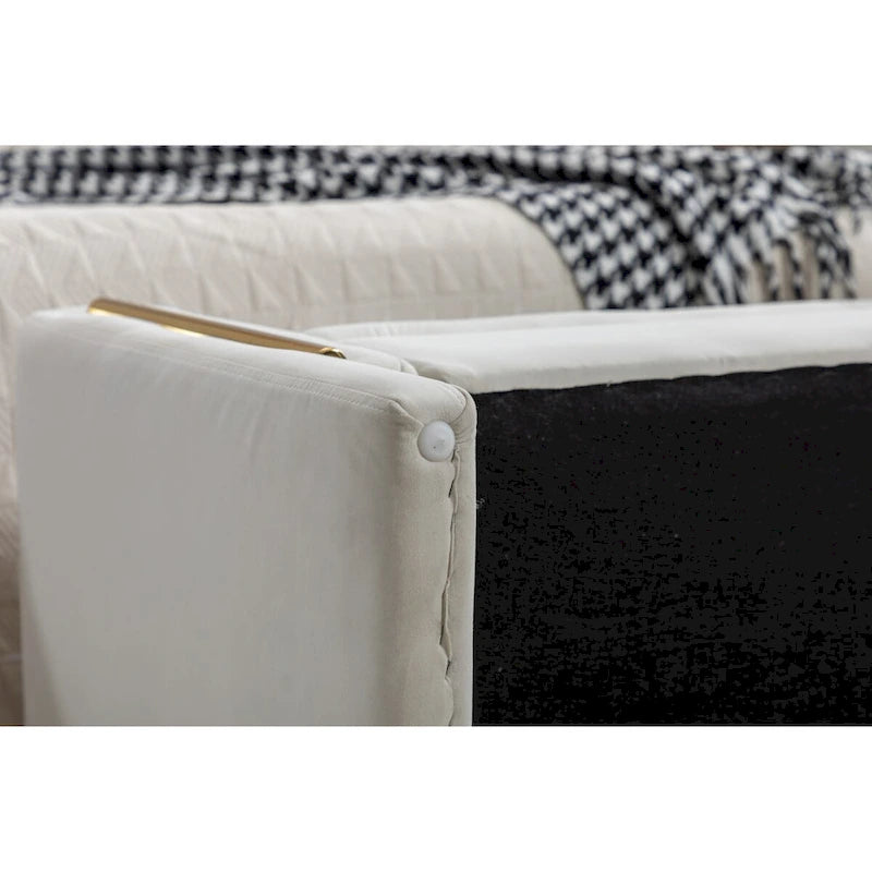 Banc de rangement en velours pour chambre à coucher avec garniture en métal doré pour salon, chambre à coucher, intérieur