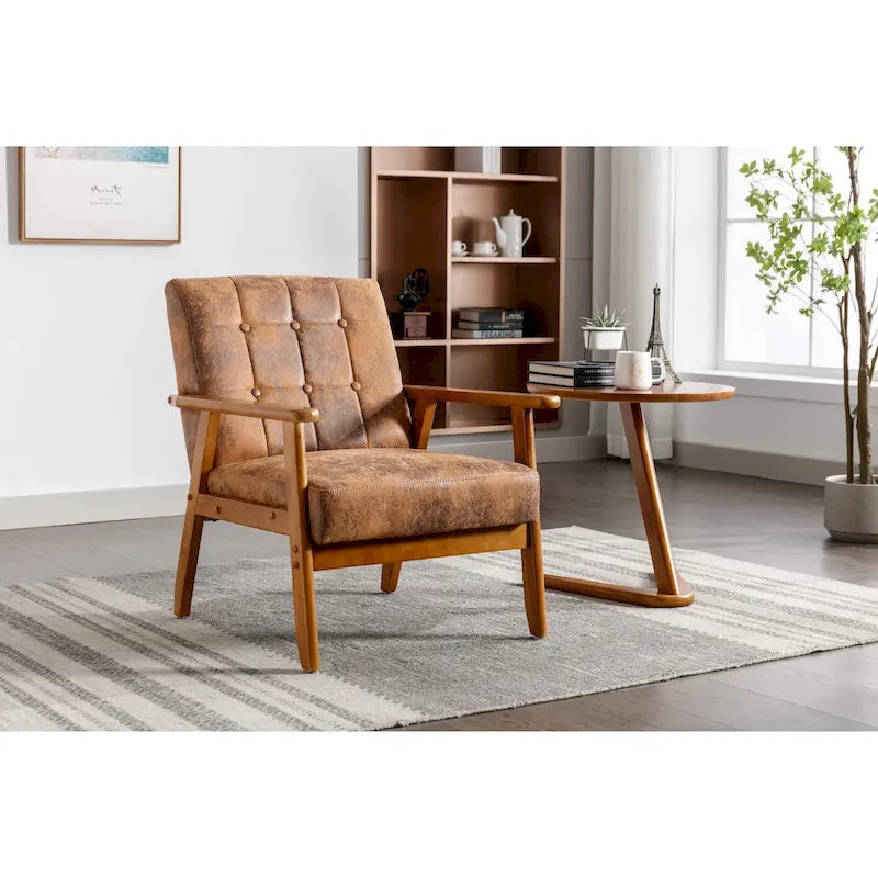 Fauteuil d'appoint en bois rembourré, style Mid-Century Modern