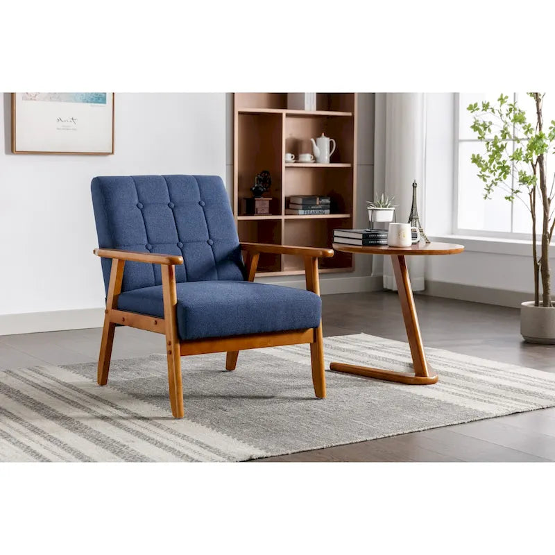 Fauteuil d'appoint en bois rembourré, style Mid-Century Modern