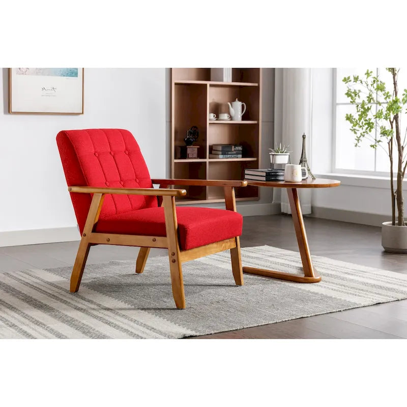 Fauteuil d'appoint en bois rembourré, style Mid-Century Modern