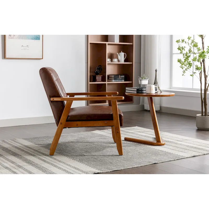 Fauteuil d'appoint en bois rembourré, style Mid-Century Modern