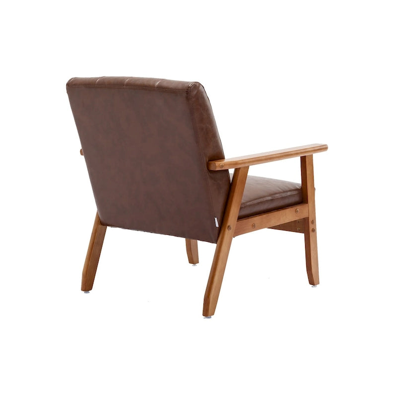 Fauteuil d'appoint en bois rembourré, style Mid-Century Modern