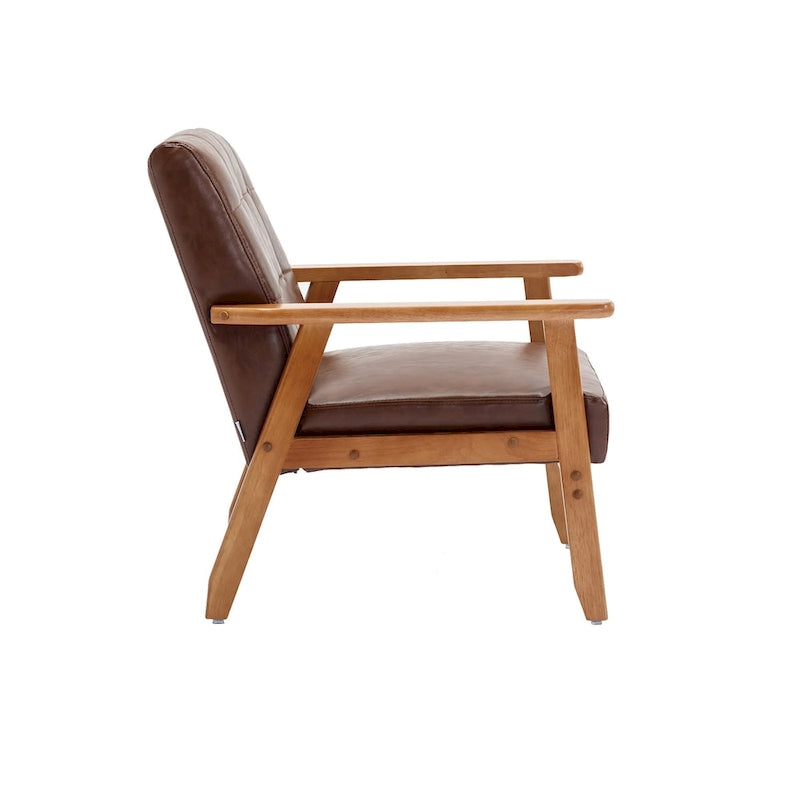Fauteuil d'appoint en bois rembourré, style Mid-Century Modern