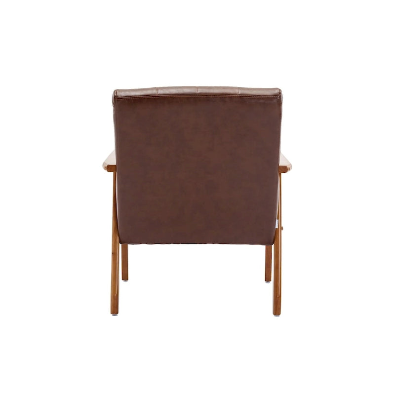 Fauteuil d'appoint en bois rembourré, style Mid-Century Modern