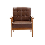Fauteuil d'appoint en bois rembourré, style Mid-Century Modern