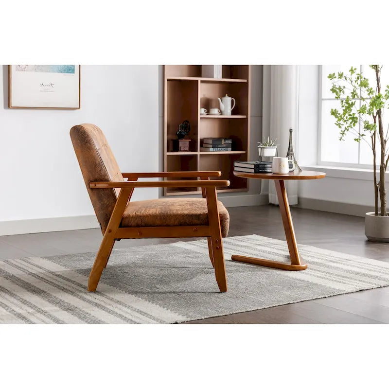 Fauteuil d'appoint en bois rembourré, style Mid-Century Modern