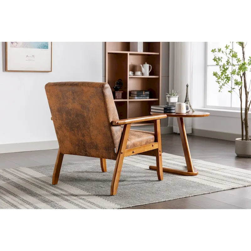 Fauteuil d'appoint en bois rembourré, style Mid-Century Modern