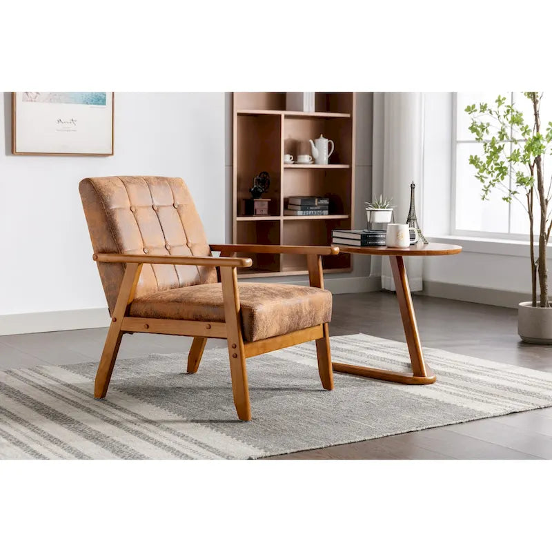 Fauteuil d'appoint en bois rembourré, style Mid-Century Modern