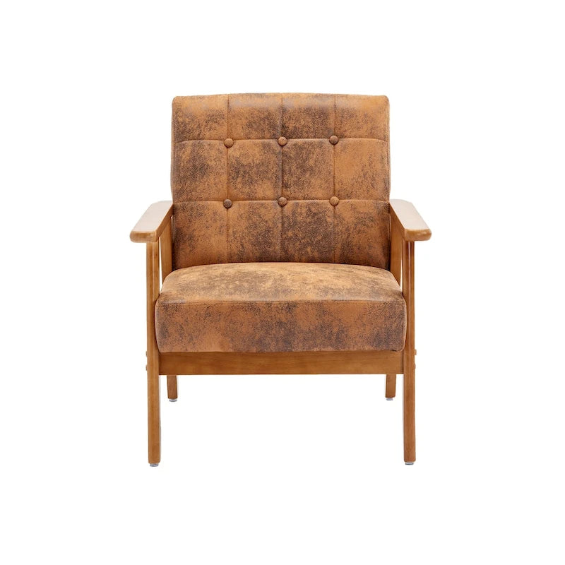 Fauteuil d'appoint en bois rembourré, style Mid-Century Modern