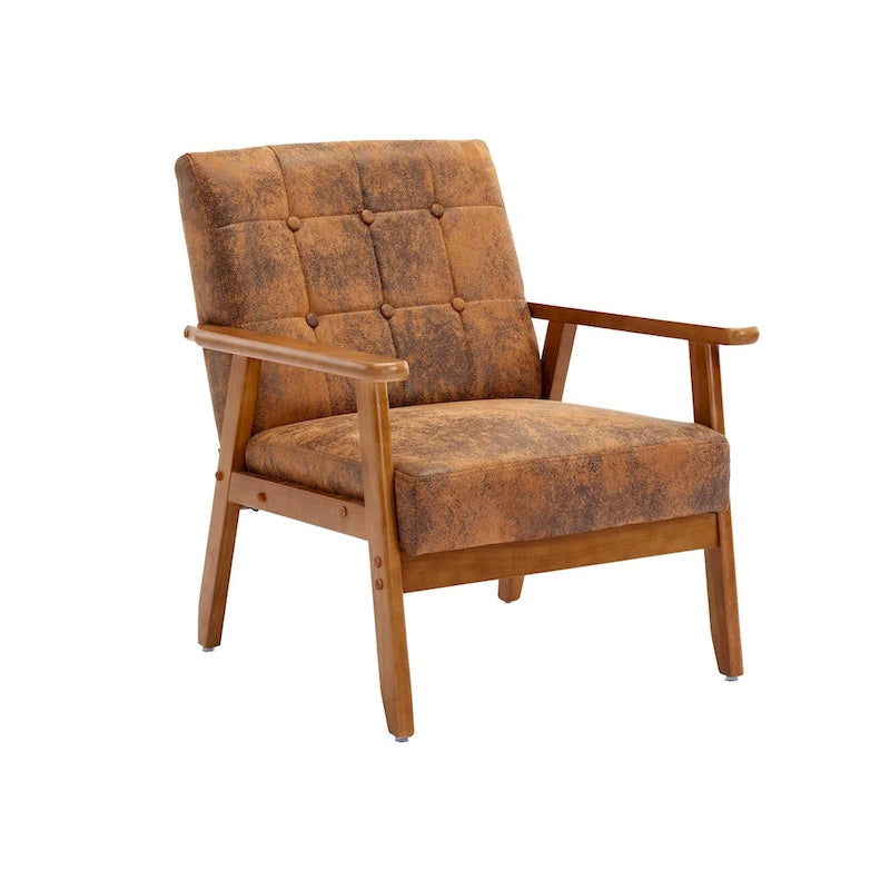 Fauteuil d'appoint en bois rembourré, style Mid-Century Modern