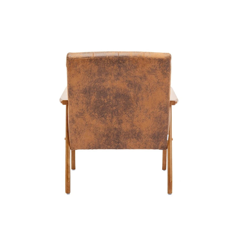 Fauteuil d'appoint en bois rembourré, style Mid-Century Modern