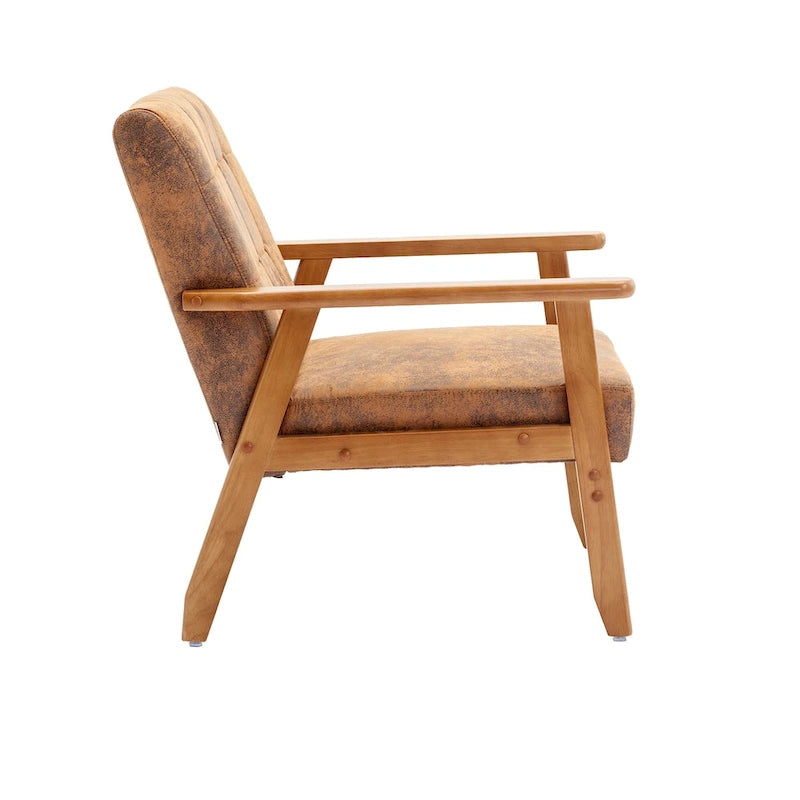 Fauteuil d'appoint en bois rembourré, style Mid-Century Modern