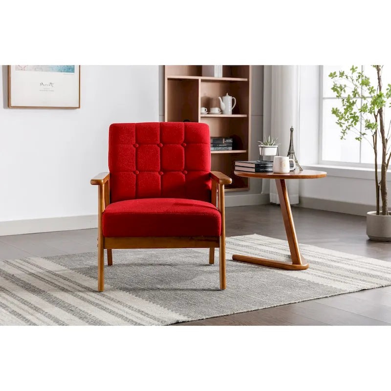 Fauteuil d'appoint en bois rembourré, style Mid-Century Modern