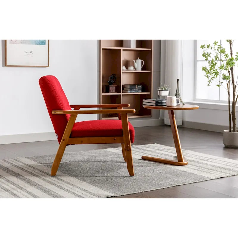 Fauteuil d'appoint en bois rembourré, style Mid-Century Modern