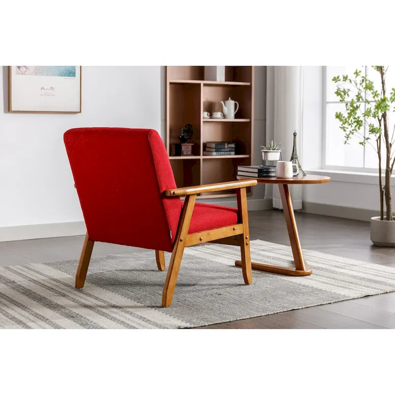 Fauteuil d'appoint en bois rembourré, style Mid-Century Modern
