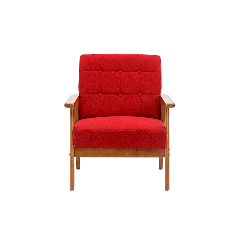Fauteuil d'appoint en bois rembourré, style Mid-Century Modern
