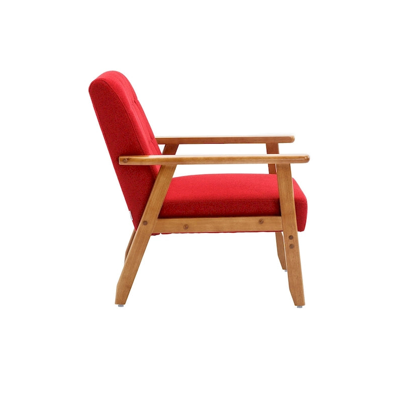 Fauteuil d'appoint en bois rembourré, style Mid-Century Modern