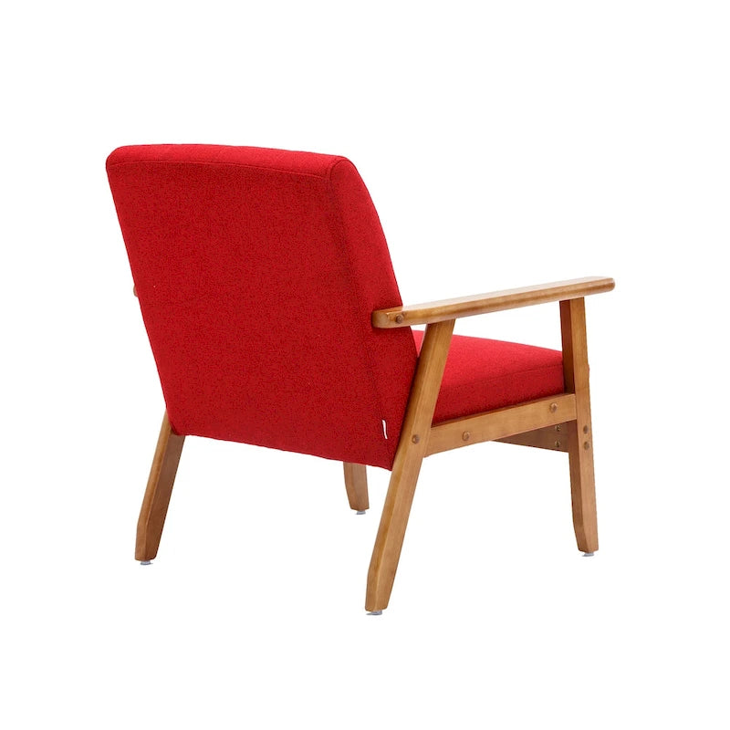 Fauteuil d'appoint en bois rembourré, style Mid-Century Modern