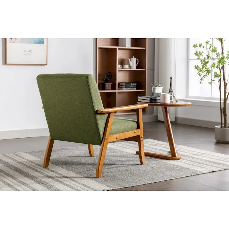 Fauteuil d'appoint en bois rembourré, style Mid-Century Modern