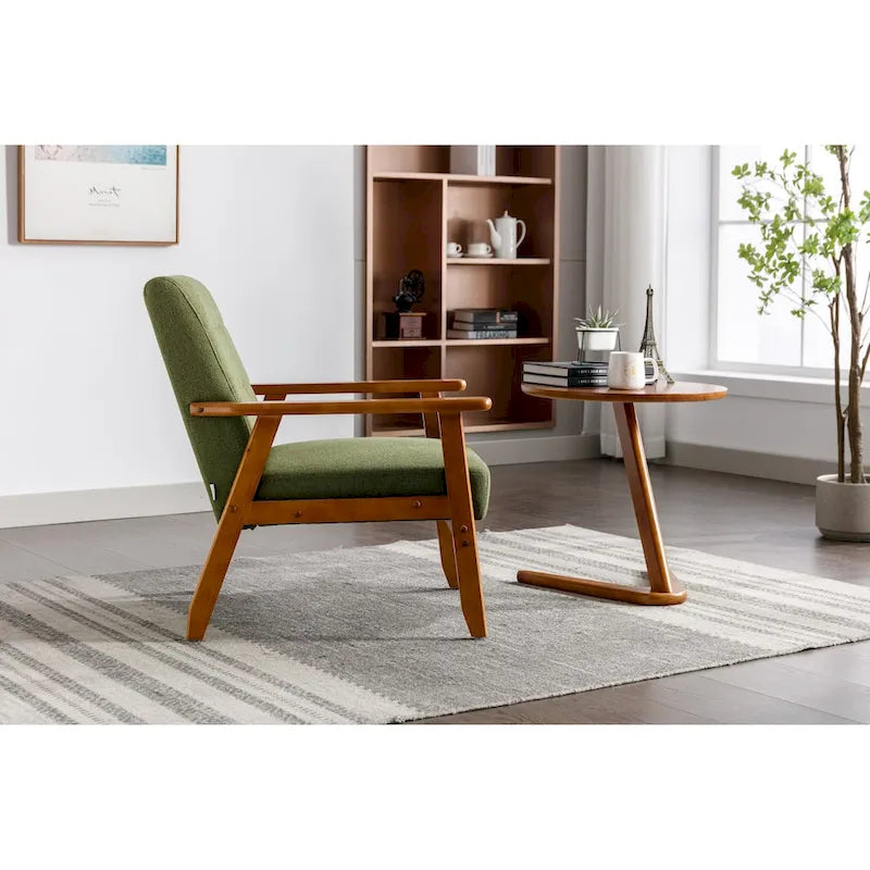 Fauteuil d'appoint en bois rembourré, style Mid-Century Modern