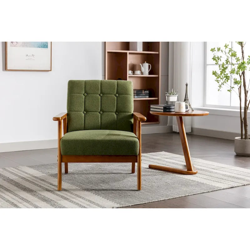 Fauteuil d'appoint en bois rembourré, style Mid-Century Modern