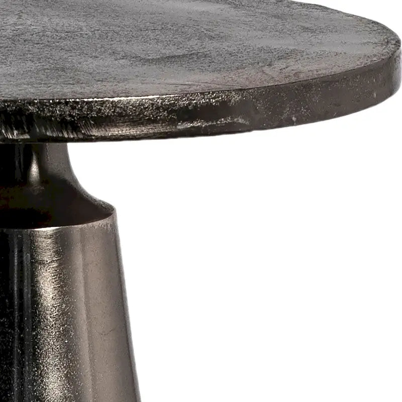 Table d'appoint avec piédestal en aluminium nickelé noir, 20 po de diamètre