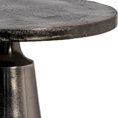 Table d'appoint avec piédestal en aluminium nickelé noir, 20 po de diamètre
