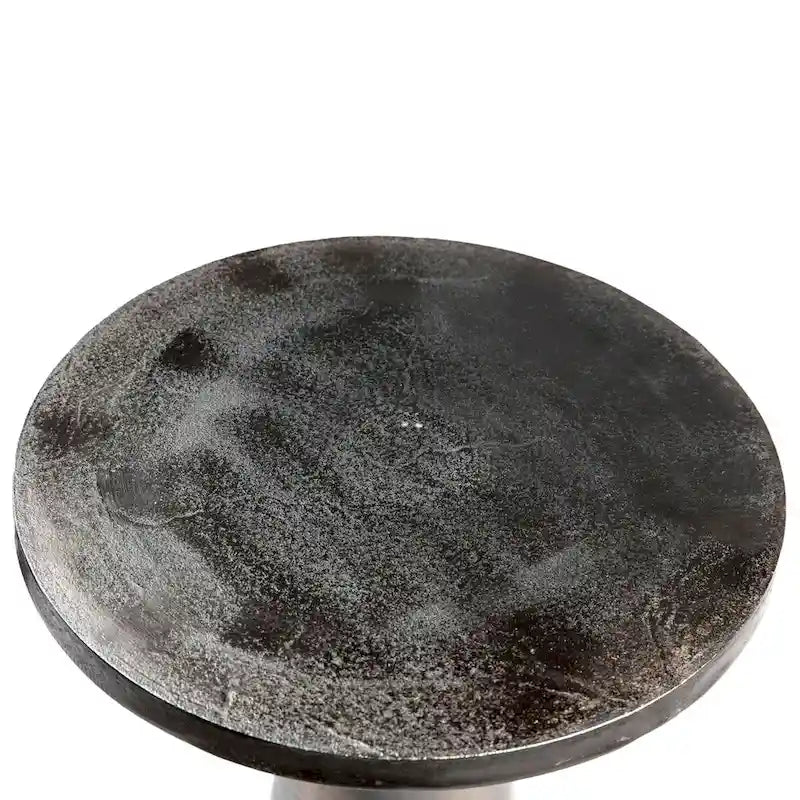 Table d'appoint avec piédestal en aluminium nickelé noir, 20 po de diamètre