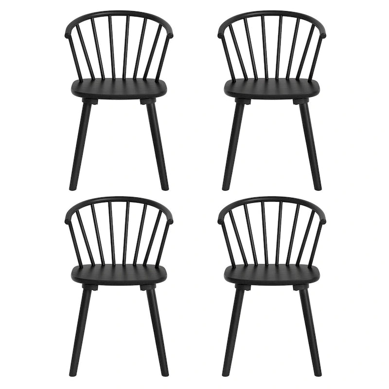 Chaises de salle à manger sans accoudoirs en bois à dossier à barreaux, lot de 4