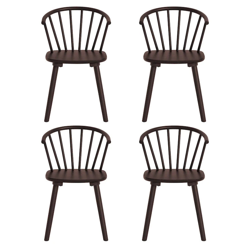 Chaises de salle à manger sans accoudoirs en bois à dossier à barreaux, lot de 4