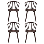 Chaises de salle à manger sans accoudoirs en bois à dossier à barreaux, lot de 4