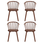 Chaises de salle à manger sans accoudoirs en bois à dossier à barreaux, lot de 4